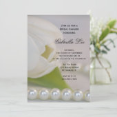 White Tulip Pearls Spring Vrijgezellenfeest Kaart (Staand voorkant)