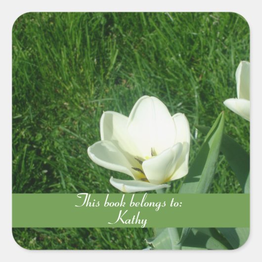 White Tulips Bookplate Sticker (Voorkant)
