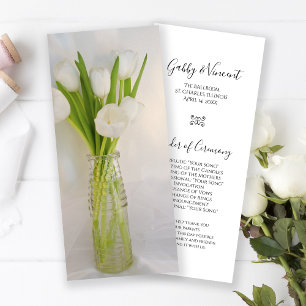 White Tulips in Milk Bottle Wedding Programme Programma