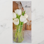 White Tulips Mason Jar Country Barn Wedding Menu (Achterkant)