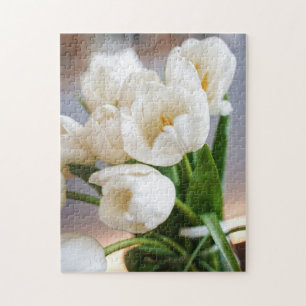 White Tulips Spring Flower Bulb Bouquet Legpuzzel
