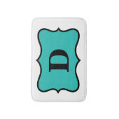 White Turquoise Blauwgroen Blue Monogram Initiaal Badmat (Voorkant Verticaal)