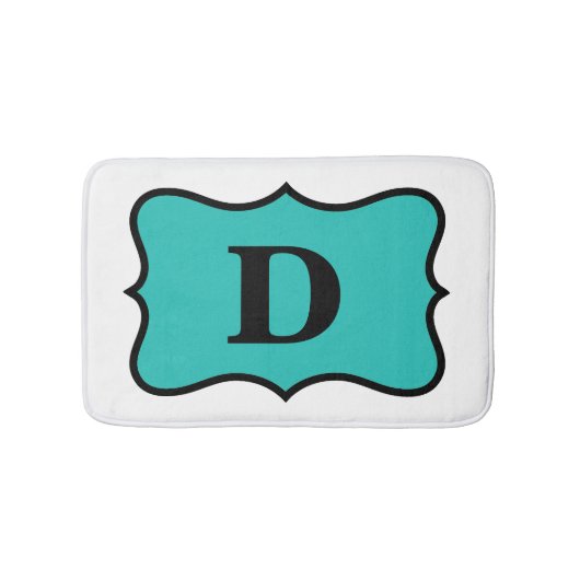 White Turquoise Blauwgroen Blue Monogram Initiaal Badmat (Voorkant)