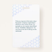 White Turquoise Employee Photo ID Abstract Pattern Badge (Achterkant)