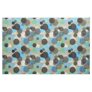 White Turquoise Mint Polka Dots Pattern Faux Wood Stof