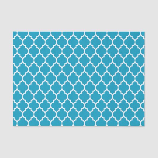 White Turquoise Quatrefoil Pattern Tissuepapier (Voorkant)