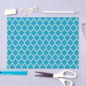 White Turquoise Quatrefoil Pattern Tissuepapier (Craft)