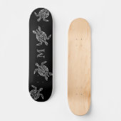 White Turtle Tribal Black Background Monogram Skateboard (Voorkant)