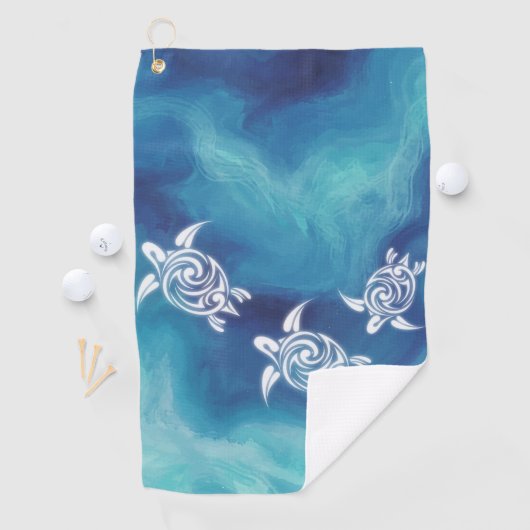 White Turtles in Blue Ocean Waterverf Coastal Golfhanddoek (Insitu)