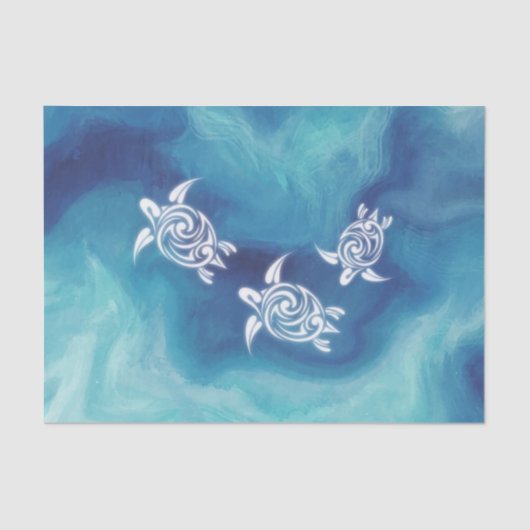 White Turtles in Blue Ocean Waterverf Coastal Tissuepapier (Voorkant)