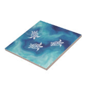 White Turtles in Blue Ocean Waterverf Tegeltje (Zijkant)