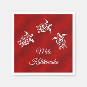 White Turtles Red Mele Kalikimaka Servet