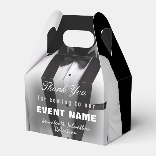 White Tuxedo dank u | Cadeaubox Bedankdoosjes (Voorkant Zijde)