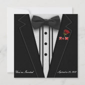 White Tuxedo met Bow Stropdas Monogram Kaart (Achterkant)