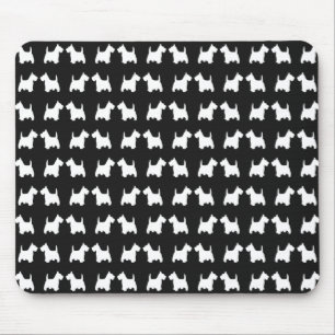 White Twin Scottie Dogs Silhouette Tiled Pattern Muismat