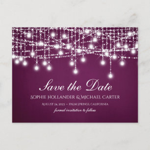 White Twinkle String Lights op Merlot Briefkaart