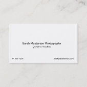 White Typographic Photographer visitekaartje (Achterkant)