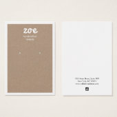 White Typography Kraft Earring Display Card Visitekaartje (Voorkant /achterkant)