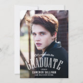 White Typography Photo Afstuderen Kaart (Voorkant)