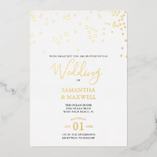 White Typography Wedding Folie Invitation Folie Uitnodiging (Voorkant)