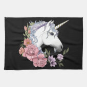 White Unicorn and Flowers Theedoek (Horizontaal)