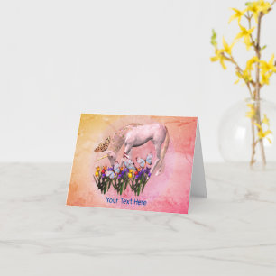 White Unicorn Butterflies Fantasy Horse Note Kaart