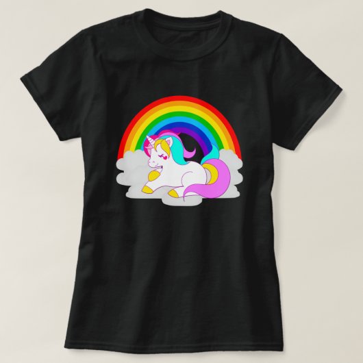 White Unicorn Cloud Rainbow Women's Basic T-Shirt (Design voorkant)
