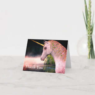 White Unicorn en Mist Fantasy Hartelijk dank Bedankkaart