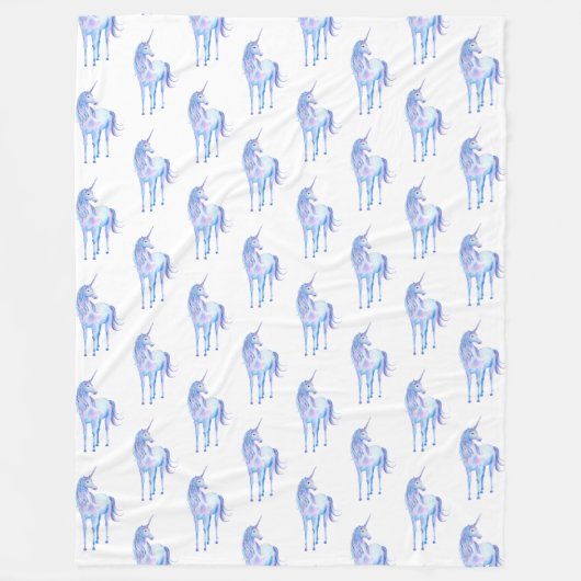 White Unicorn Fleece Deken (Voorkant)