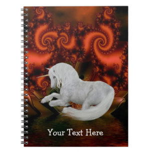 White Unicorn Fractals Personalized Notitieboek
