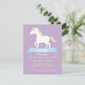 White Unicorn Girls Birthday Party Invitations (Debout devant)