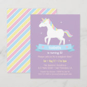 White Unicorn Girls Birthday Party Invitations (Devant / Derrière)