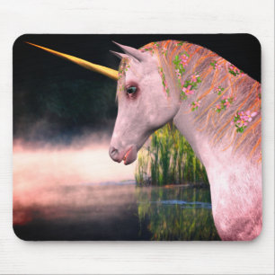 White Unicorn in Mist Fantasy Art Muismat