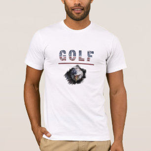 *~* White USA Flag American GOLF ELGF Patriotic T-shirt
