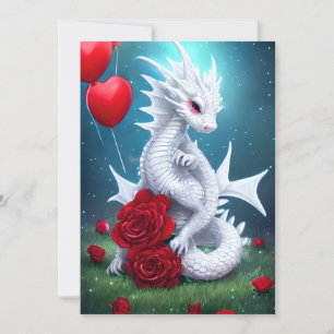 White Valentijn Love Dragon Feestdagenkaart