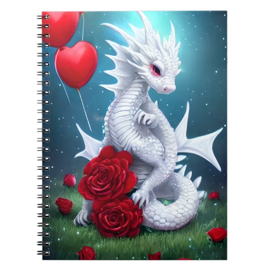 White Valentijn Love Dragon Notitieboek (Voorkant)