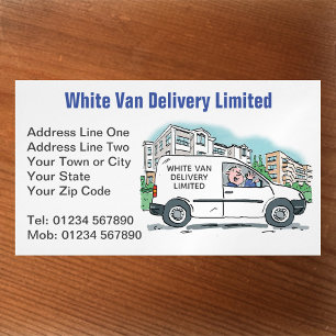 White Van Man met naam op bedrijfswagen Magnetisch Visitekaartje