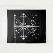 White Veve van Maman Brigitte op zwart Wandkleed (Voorkant (horizontaal))