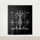 White Veve van Maman Brigitte op zwart Wandkleed (Voorkant)