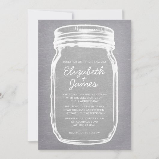 White Vintage Mason Jar Wedding Invitations (Devant)