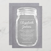 White Vintage Mason Jar Wedding Invitations (Devant / Derrière)
