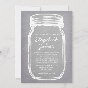 White Vintage Mason Jar Wedding Invitations