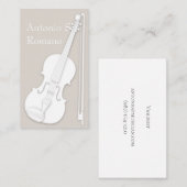 White Violin & Bow Enkelvoudig Elegant String Play Visitekaartje (Voorkant / Achterkant)