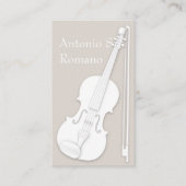 White Violin & Bow Enkelvoudig Elegant String Play Visitekaartje (Voorkant)