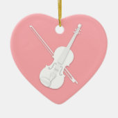 White Violin & Bow Mauve Pink Custom Heart Keramisch Ornament (Voorkant)