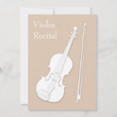 White Violin & Bow Music Overweging Concert Beige Kaart (Voorkant)