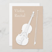 White Violin & Bow Music Overweging Concert Beige Kaart (Voorkant / Achterkant)