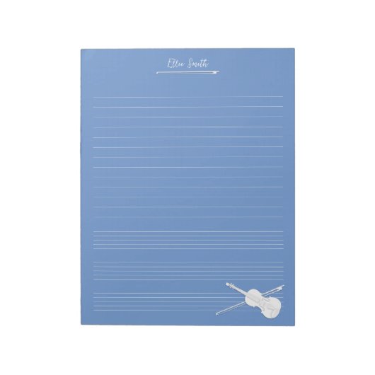 White Violin & Bow Notitieblok (Gedraaid)