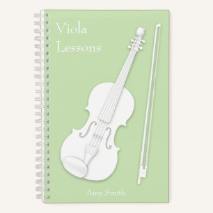 White Violin of Viola Music Student's Green Custom Notitieboek