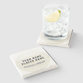 WHITE VOLLEYBALL PERSONALIZED STONE ONDERZETTER (Zijkant)